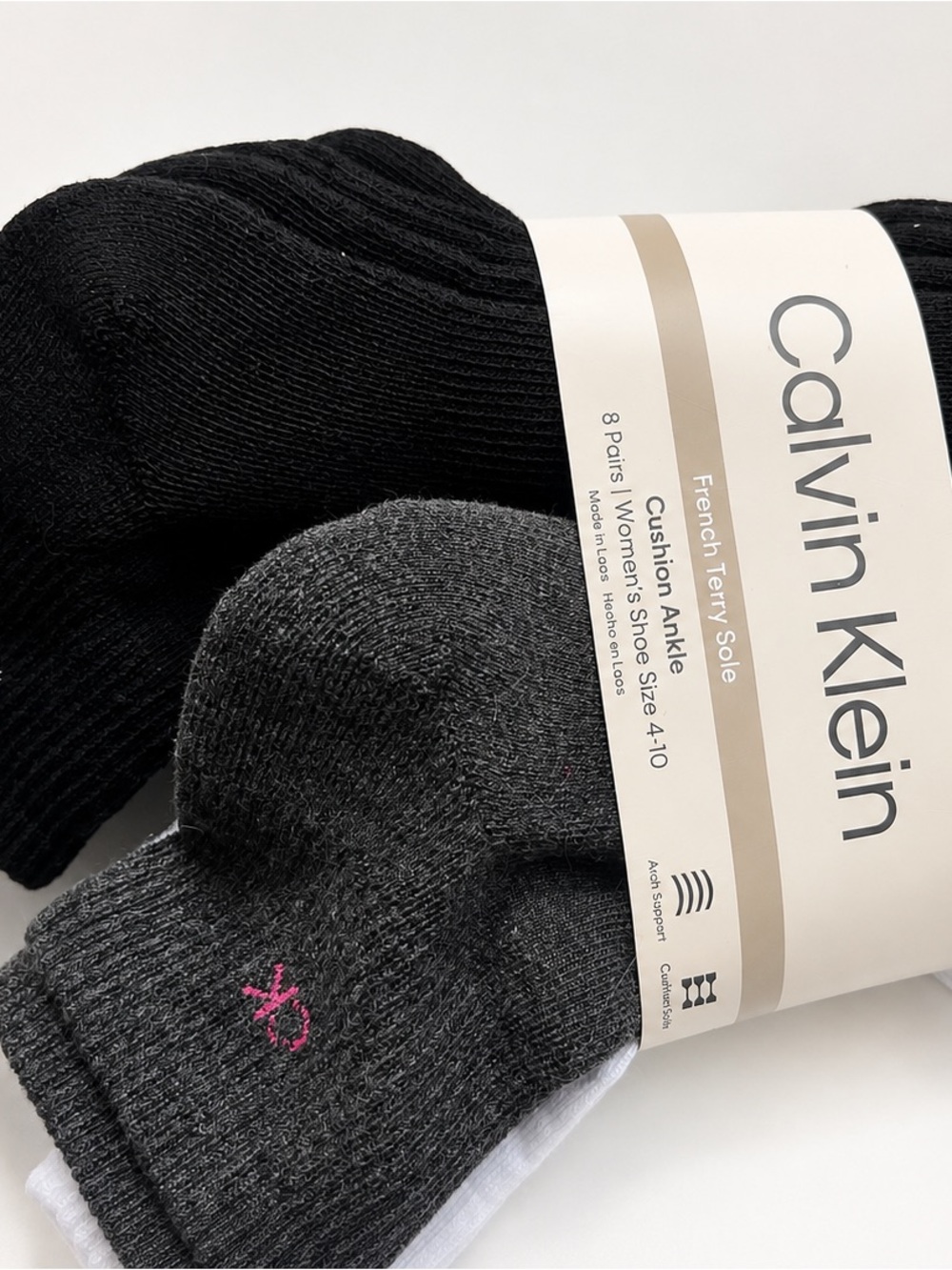 Calvin Klein Men’s Ankle Socks - Black, Dark Gray & White